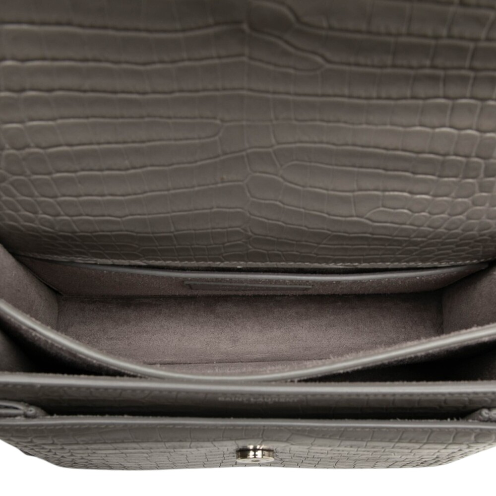 Pre-Loved Saint Laurent Medium Croc Embossed Leather Monogram Sunset Crossbody - Picture 4 of 6